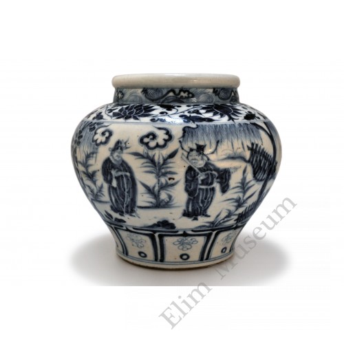 1438  A Yuan B&W pot with figures